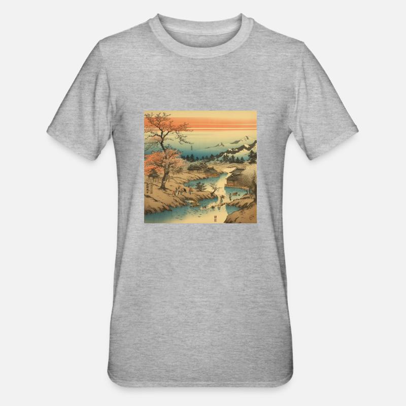 Beauté nostalgique du Japon - T-shirt polycoton Unisexe - gris chiné
