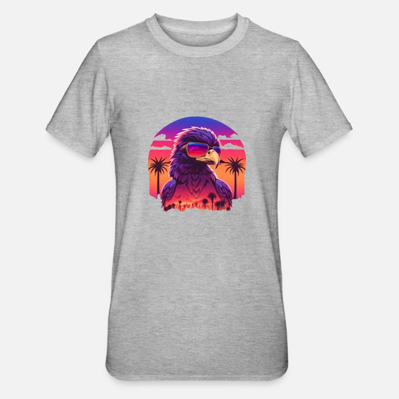 Synthwave eagle - T-shirt polycoton Unisexe - gris chiné