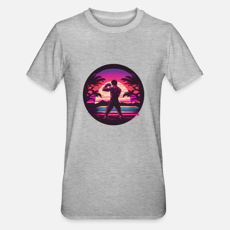 Synthwave Fighter - T-shirt polycoton Unisexe - gris chiné