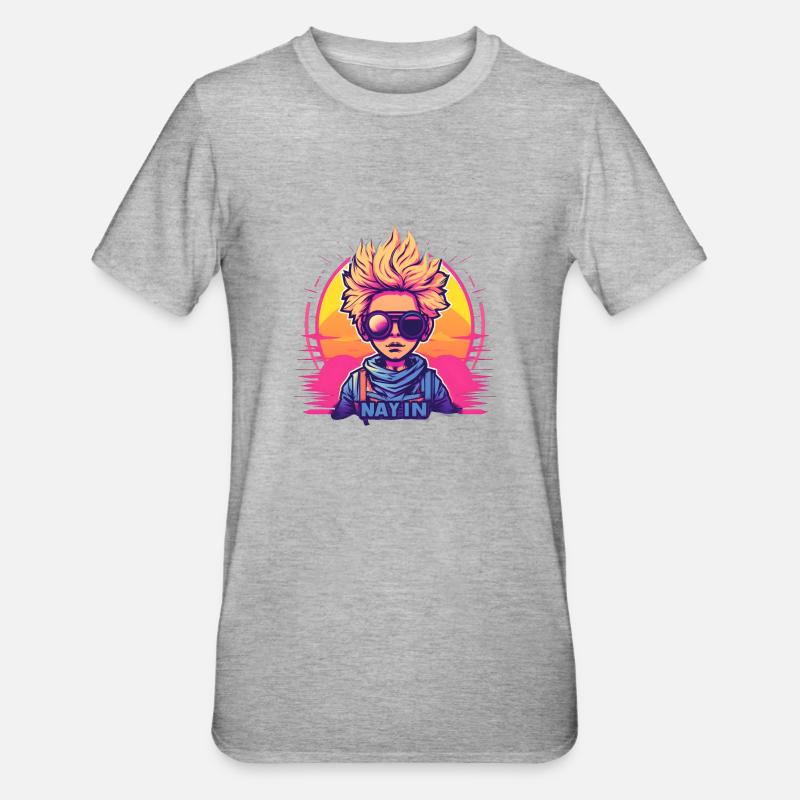 Synthwave Boy Sunset - T-shirt polycoton Unisexe - gris chiné