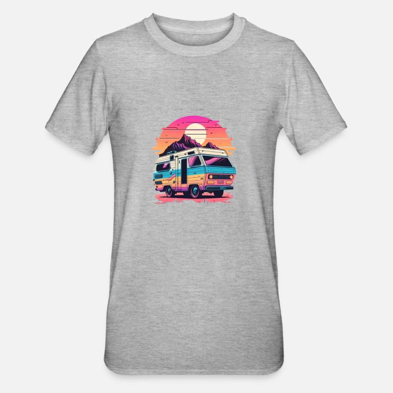 Synthwave Camper - Unisex Polycotton T-Shirt - heather grey