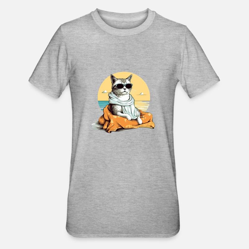 Jouk die Pascha-Katze - Unisex Polycotton T-Shirt - Grau meliert