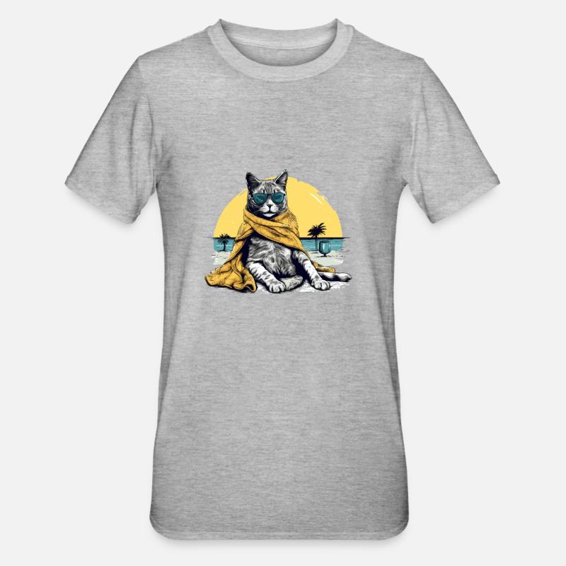 Koki le chat pacha - T-shirt polycoton Unisexe - gris chiné