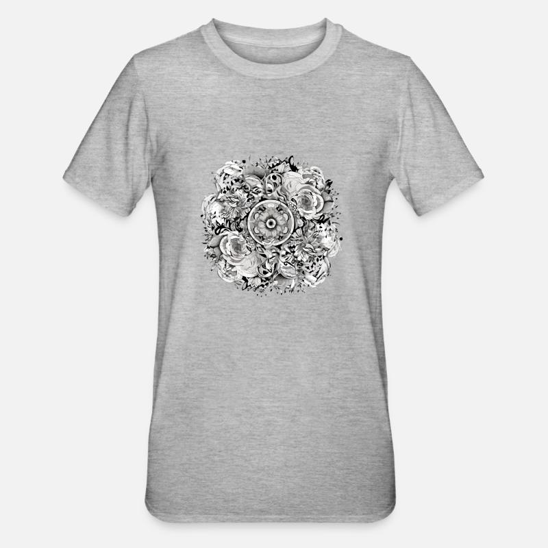 Mandala Zen n°2 - T-shirt polycoton Unisexe - gris chiné