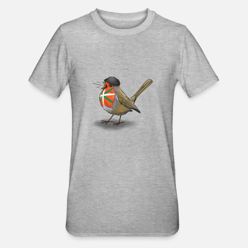 Baskisches Rotkehlchen - Unisex Polycotton T-Shirt - Grau meliert
