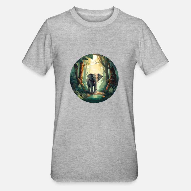 Éléphant de la forêt tropicale - T-shirt polycoton Unisexe - gris chiné