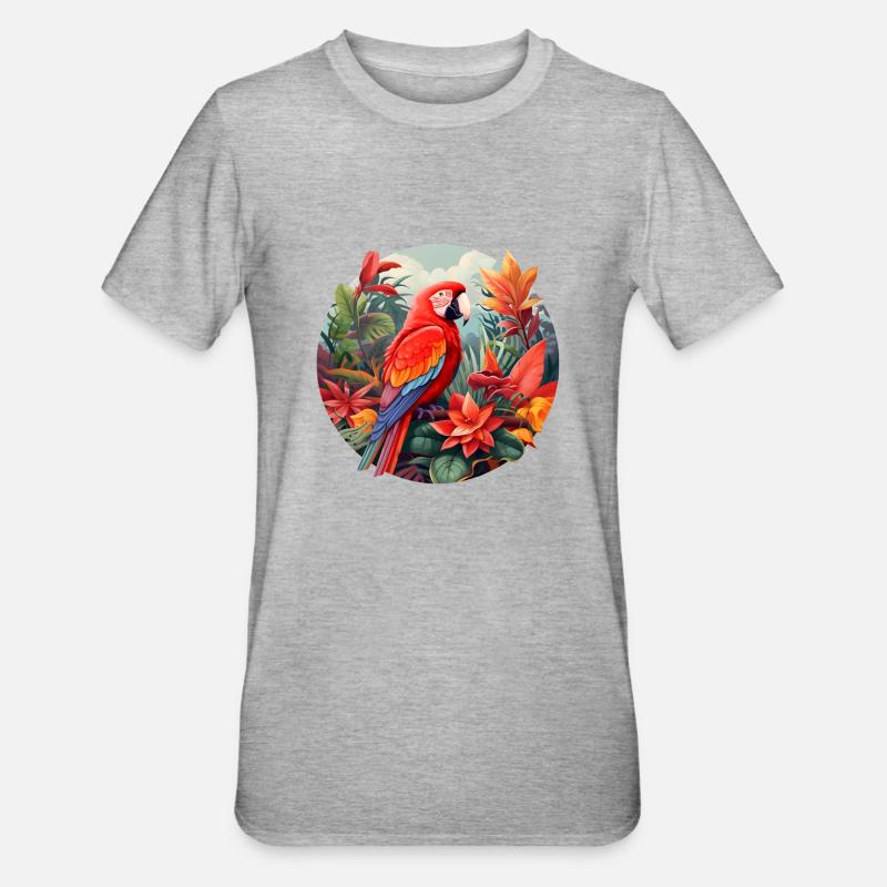 Ara écarlate - T-shirt polycoton Unisexe - gris chiné