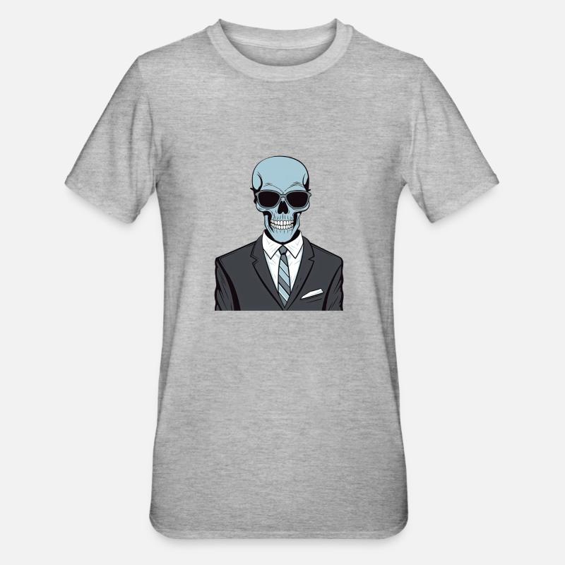 Sharp Dressed Skeleton - Unisex Polycotton T-Shirt - heather grey