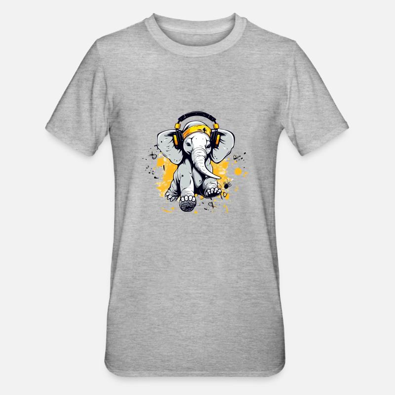 Lobi l'éléphant dansant - T-shirt polycoton Unisexe - gris chiné