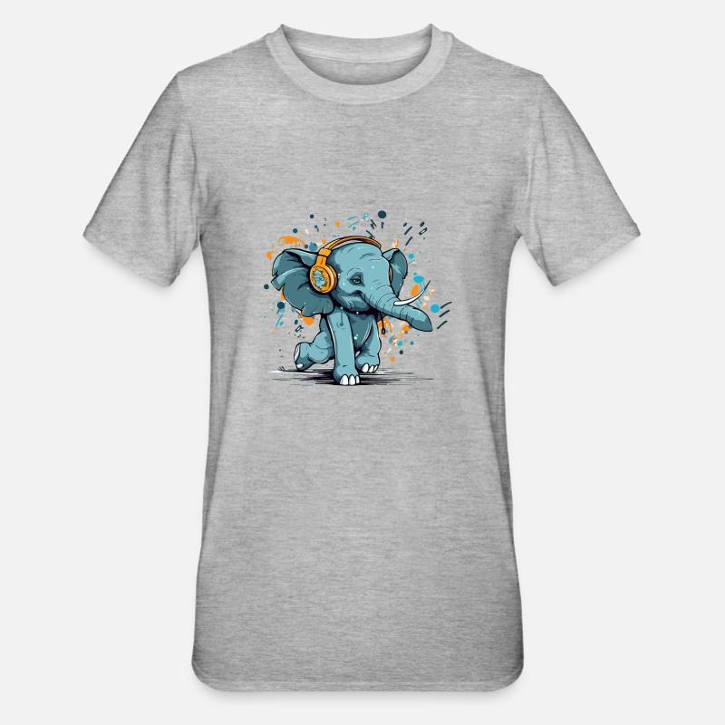 Mikoi l'éléphant danseur - T-shirt polycoton Unisexe - gris chiné