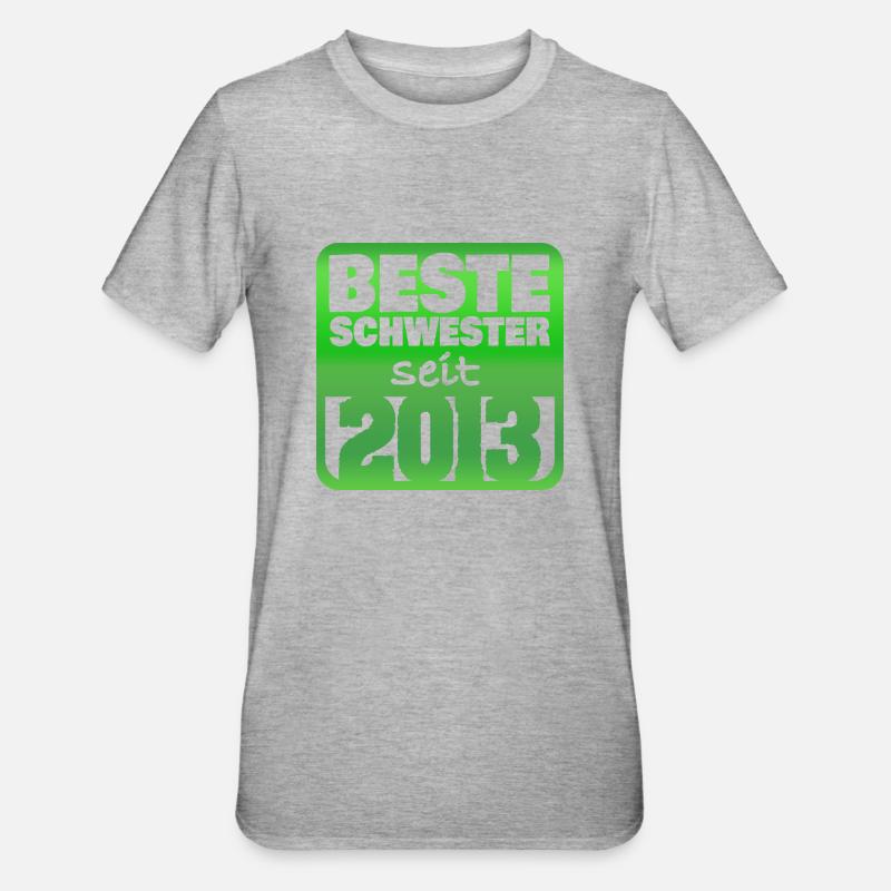 Schwester 2013 - Unisex Polycotton T-Shirt - Grau meliert
