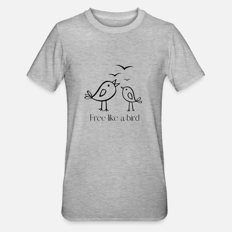 Libre comme un oiseau - T-shirt polycoton Unisexe - gris chiné