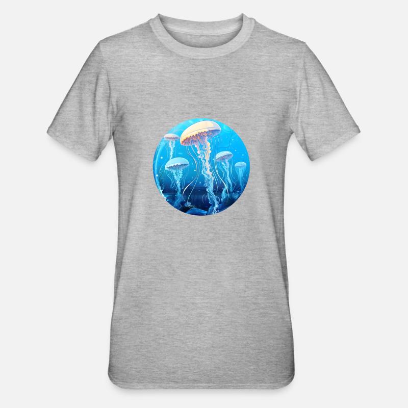 Essaim de méduses - T-shirt polycoton Unisexe - gris chiné