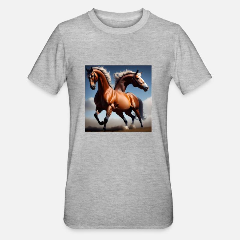 Wildpferde Hemd - Unisex Polycotton T-Shirt - Grau meliert