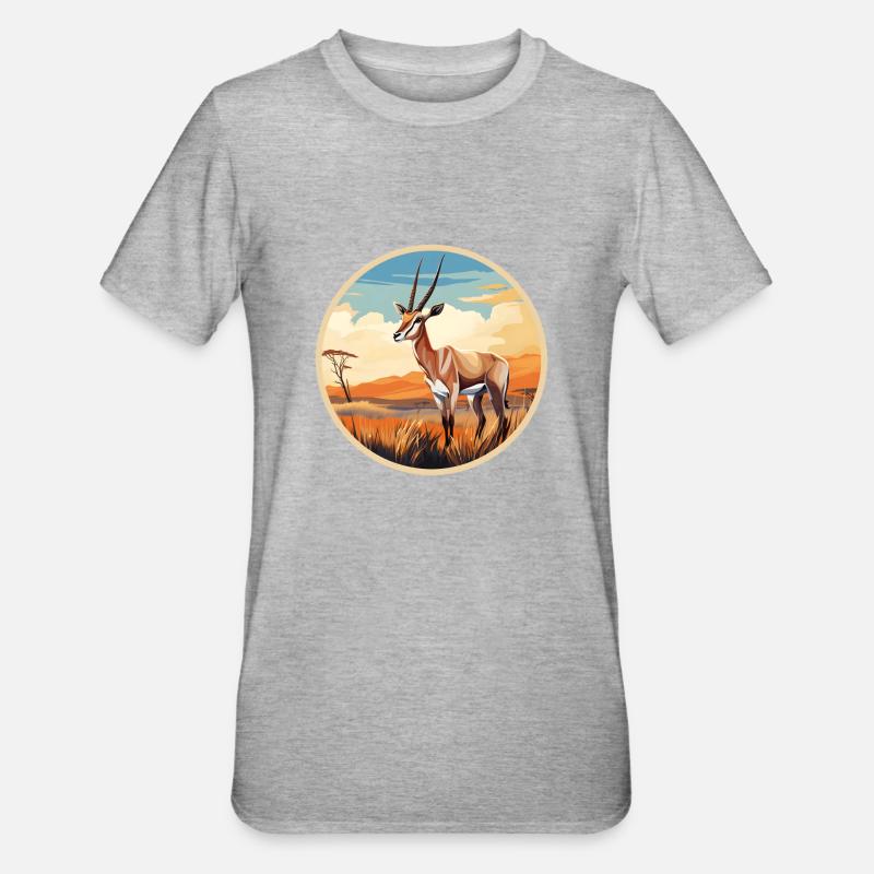 Antilope oryx - T-shirt polycoton Unisexe - gris chiné