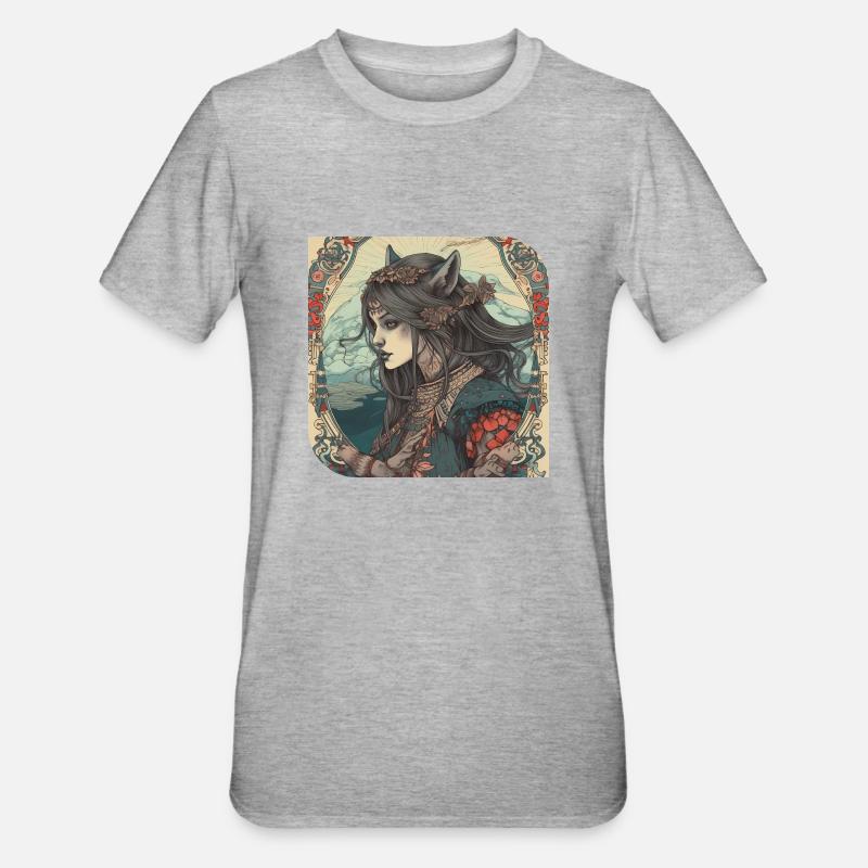 Sie Wolf Tochter - Unisex Polycotton T-Shirt - Grau meliert