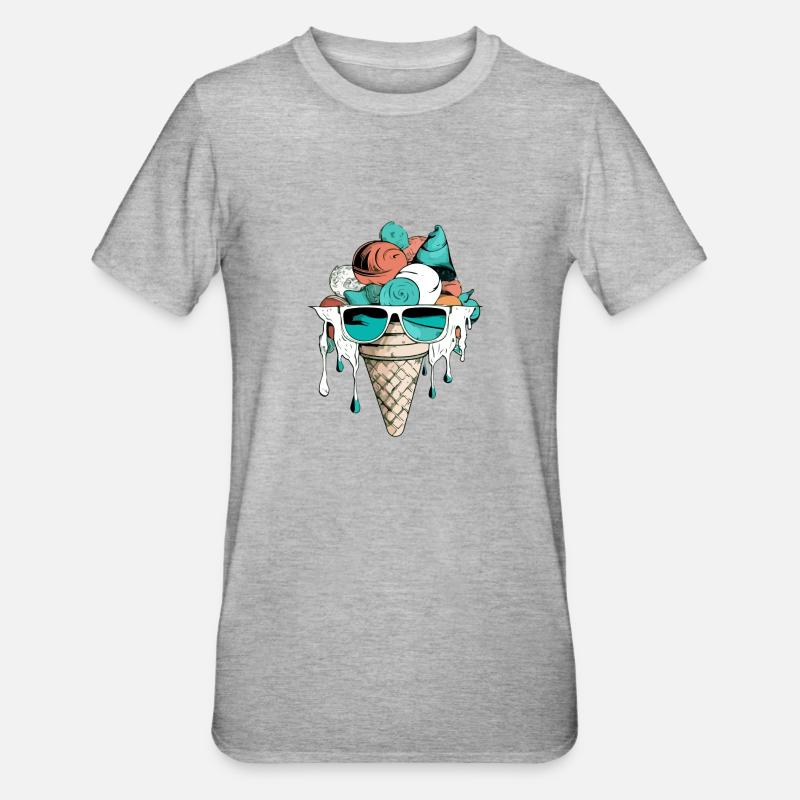 Erdbeer-Minz-Vanille-Eis - Unisex Polycotton T-Shirt - Grau meliert