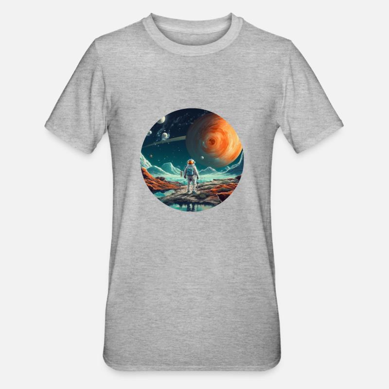 Spaceman Around Space, Astronauts Gift - Unisex Polycotton T-Shirt - heather grey