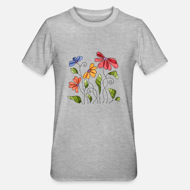 Fleur - T-shirt polycoton Unisexe - gris chiné