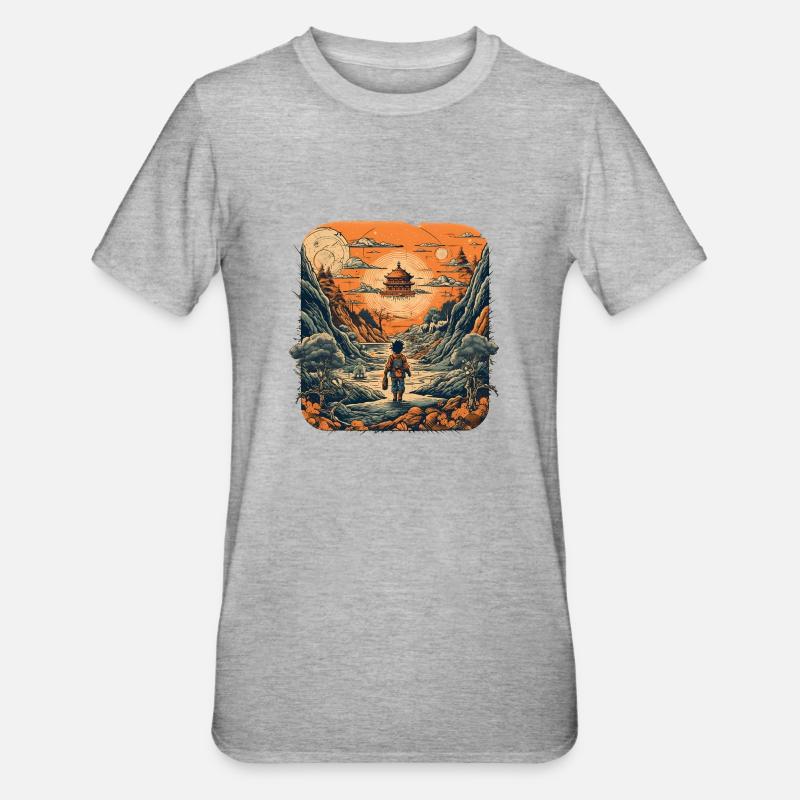 Coucher de soleil solitaire - T-shirt polycoton Unisexe - gris chiné