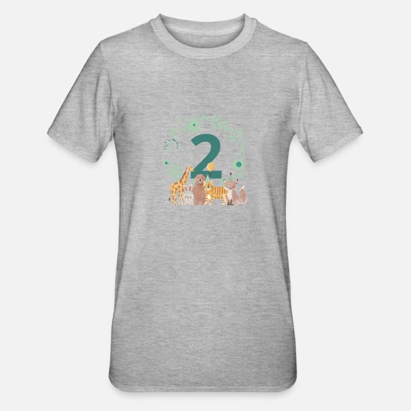 2nd Anniversary - Second Anniversary Animals - Unisex Polycotton T-Shirt - heather grey