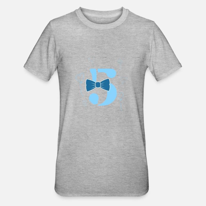 5e anniversaire garçon - T-shirt polycoton Unisexe - gris chiné