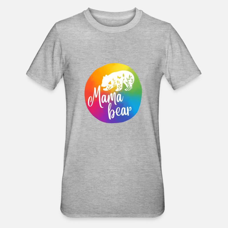 Mamabär, Regenbogen II - Unisex Polycotton T-Shirt - Grau meliert