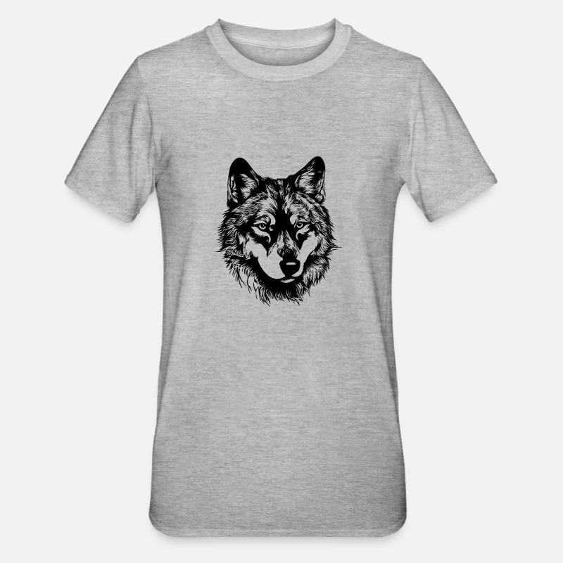 Wolf - Unisex Polycotton T-Shirt - Grau meliert