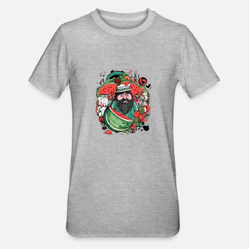 Diego vendeur de pastèque - T-shirt polycoton Unisexe - gris chiné