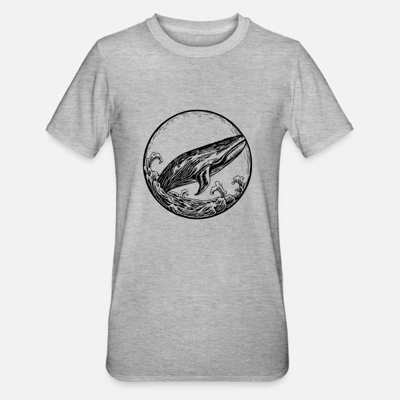 Baleine Poisson de mer - T-shirt polycoton Unisexe - gris chiné