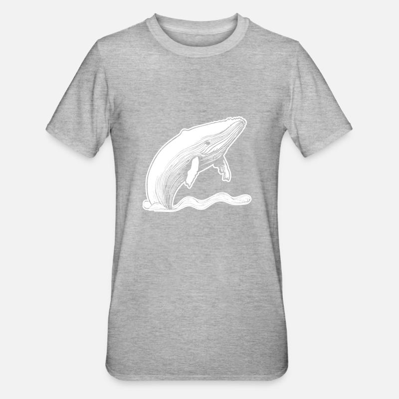 Baleine Poisson de mer - T-shirt polycoton Unisexe - gris chiné