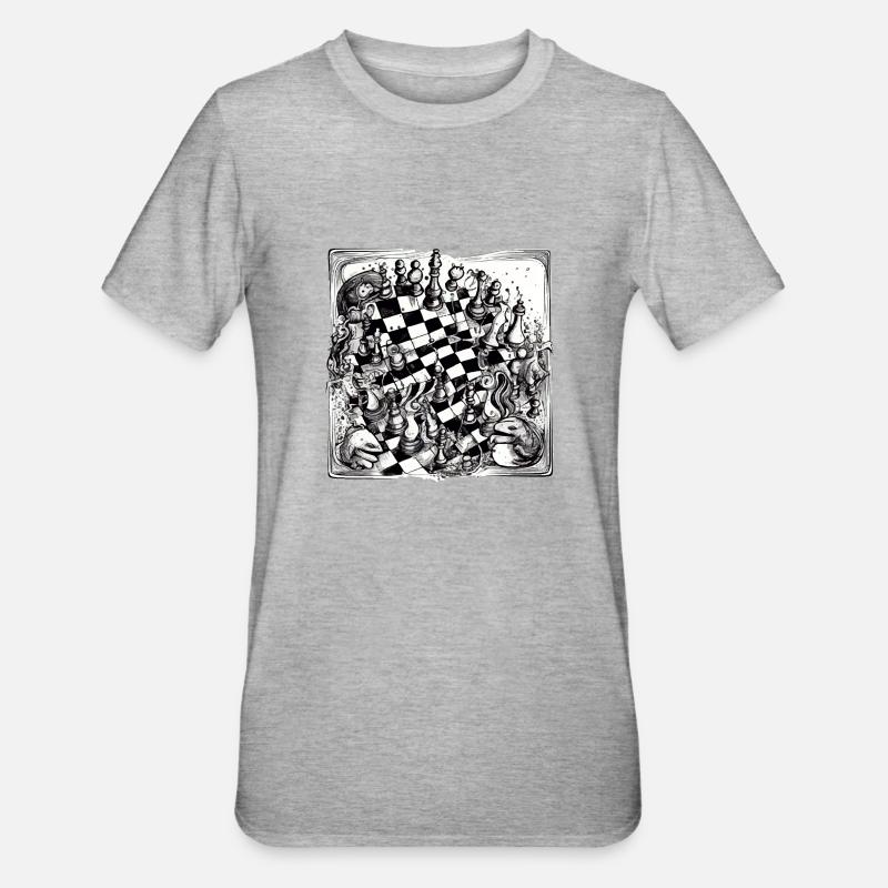 Abstraction échiquéenne n°2 - T-shirt polycoton Unisexe - gris chiné