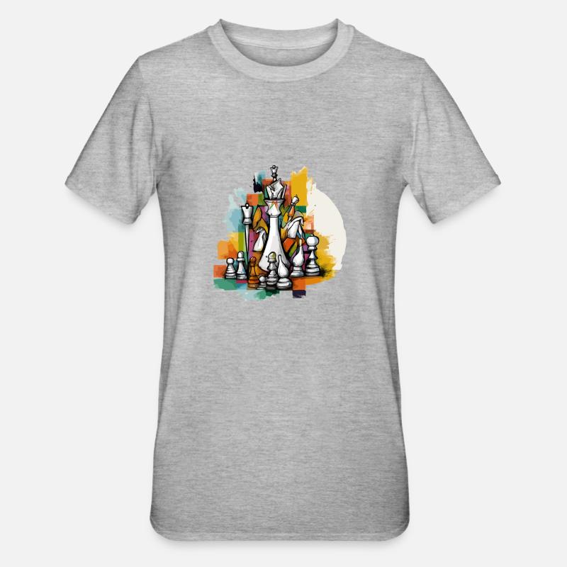 Schach-Komposition - Unisex Polycotton T-Shirt - Grau meliert