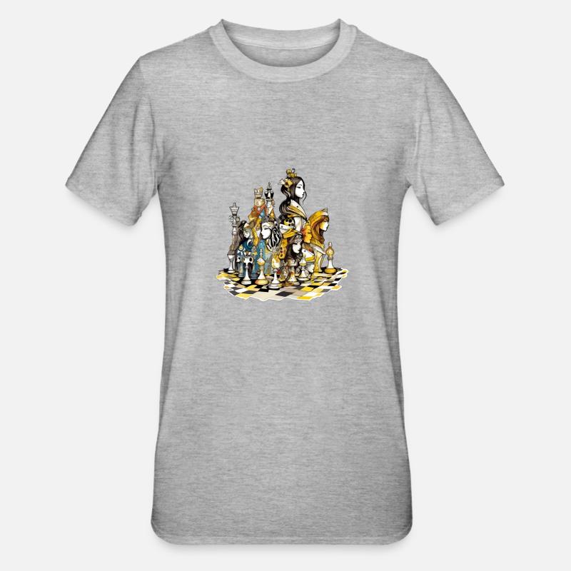 Déesses échiquéenne - T-shirt polycoton Unisexe - gris chiné