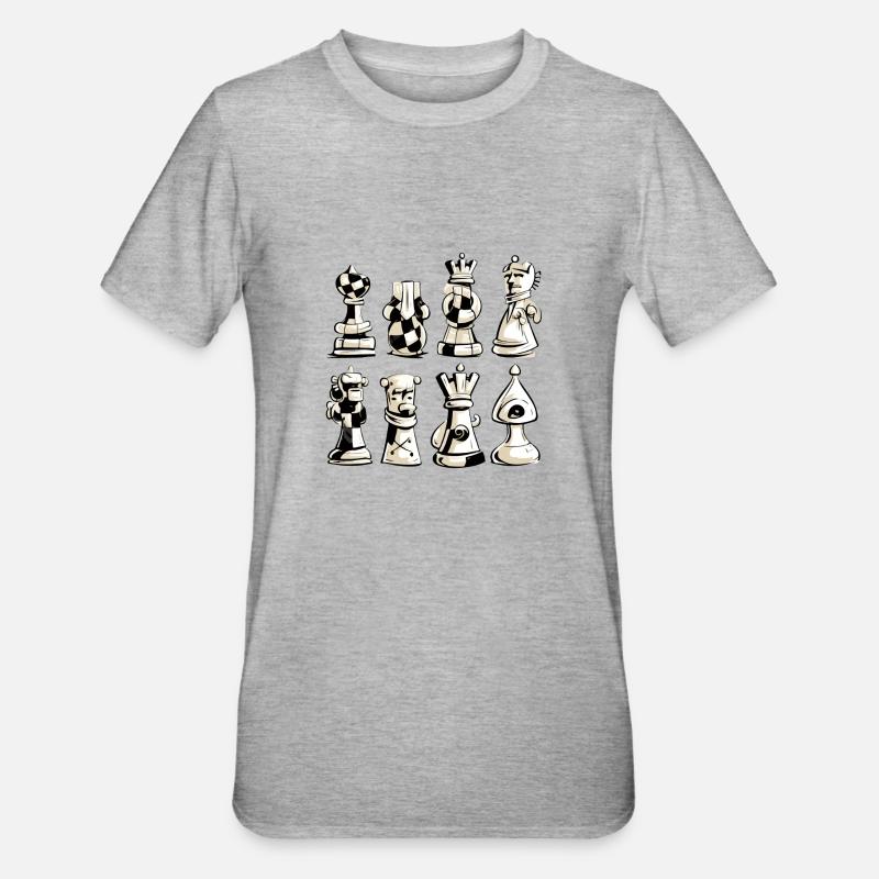 Pièces d échecs n°4 - T-shirt polycoton Unisexe - gris chiné