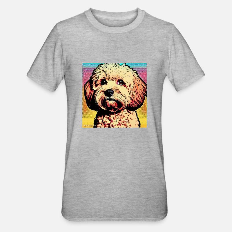 Poodle Cross pop art - T-shirt polycoton Unisexe - gris chiné