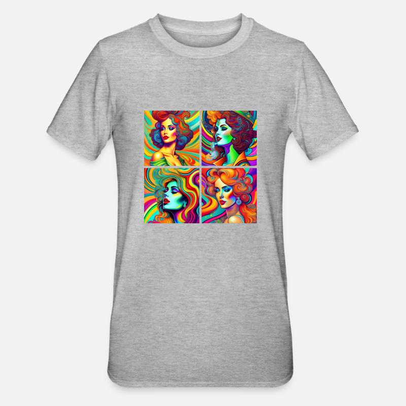 psychedelic Léa - T-shirt polycoton Unisexe - gris chiné