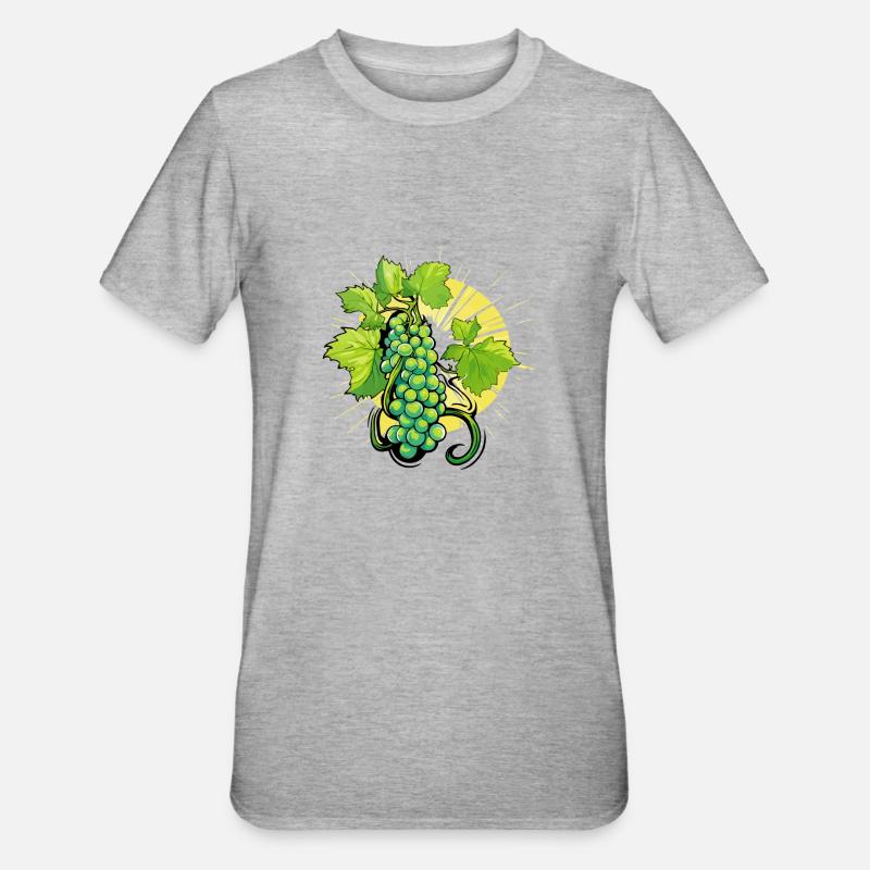 Grappe de raisins verts - T-shirt polycoton Unisexe - gris chiné