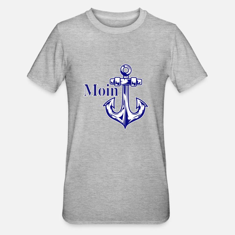 Moin mit Anker - Unisex Polycotton T-Shirt - Grau meliert