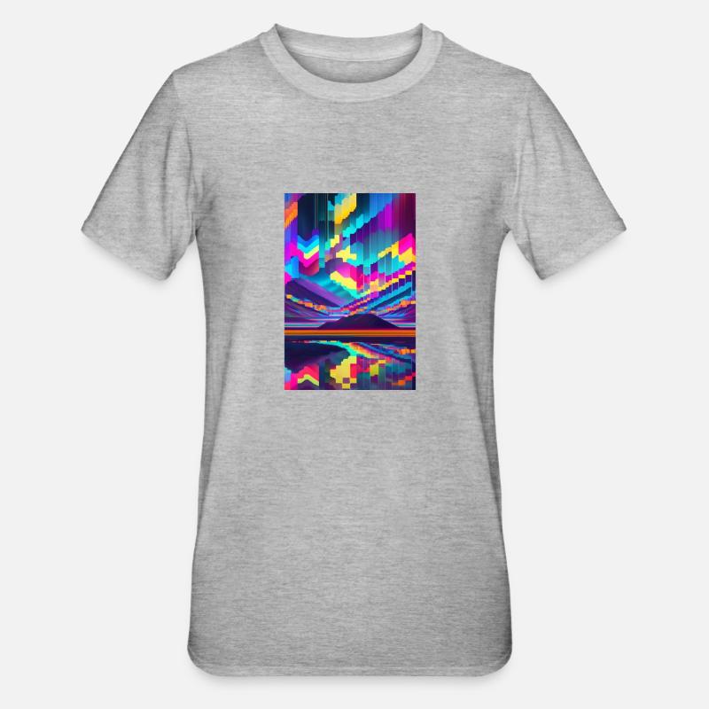 Psychedelischer Glitch von Pixeln - Unisex Polycotton T-Shirt - Grau meliert
