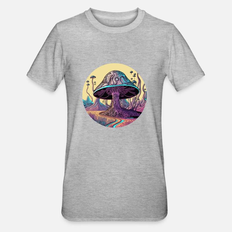 Vallée des champignons psychédéliques - T-shirt polycoton Unisexe - gris chiné