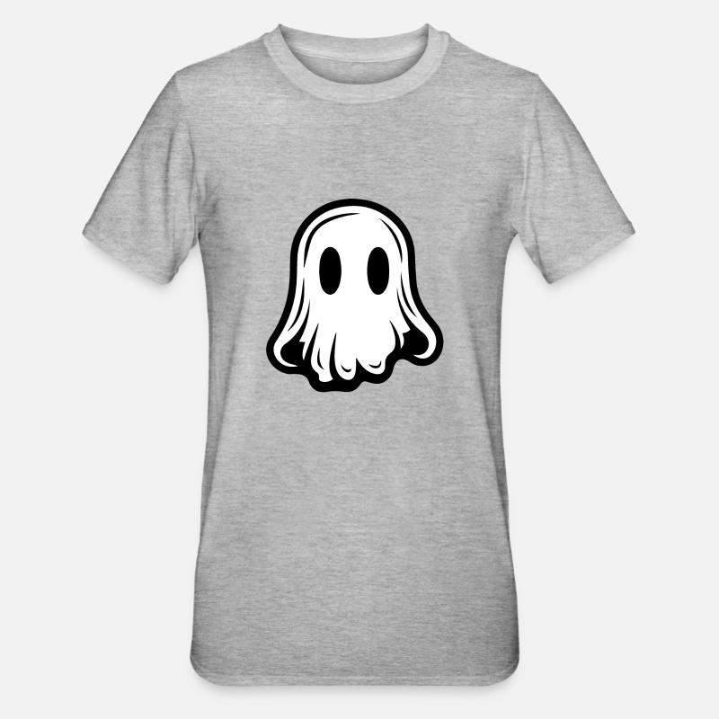 Spooky Cute Kawaii Ghost Design - T-shirt polycoton Unisexe - gris chiné