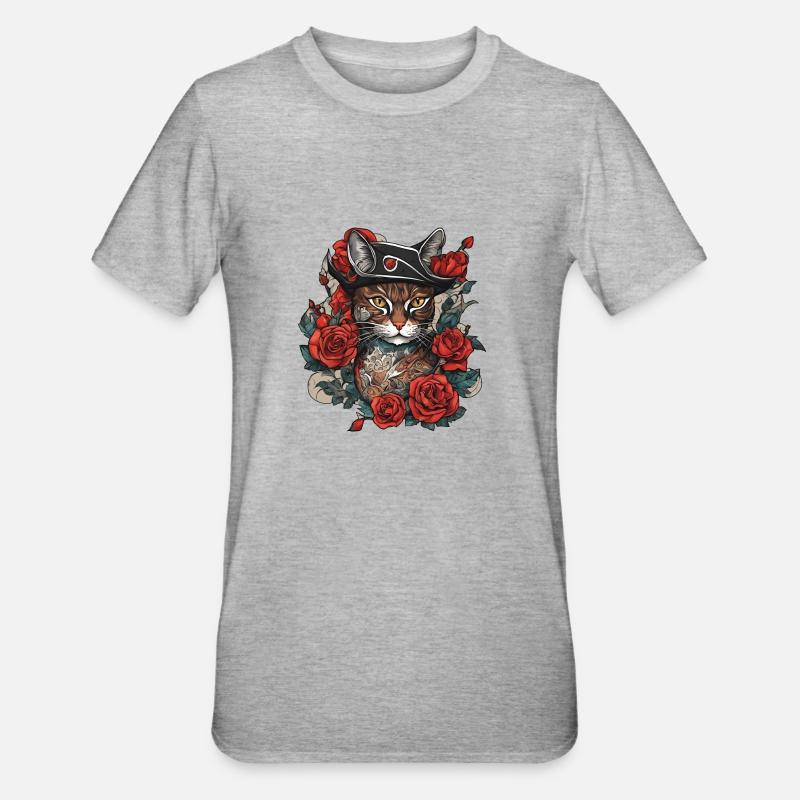 Chat - T-shirt polycoton Unisexe - gris chiné