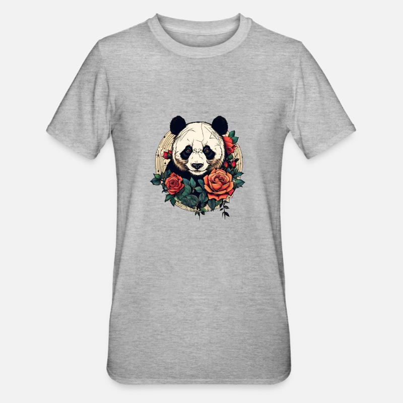 Panda - T-shirt polycoton Unisexe - gris chiné
