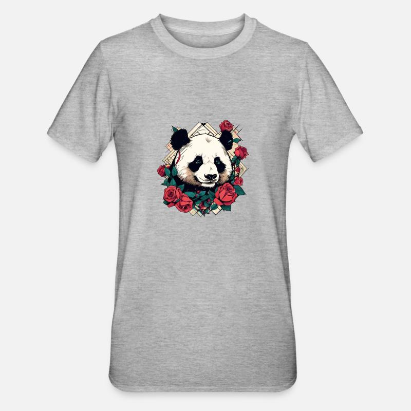 Panda - T-shirt polycoton Unisexe - gris chiné