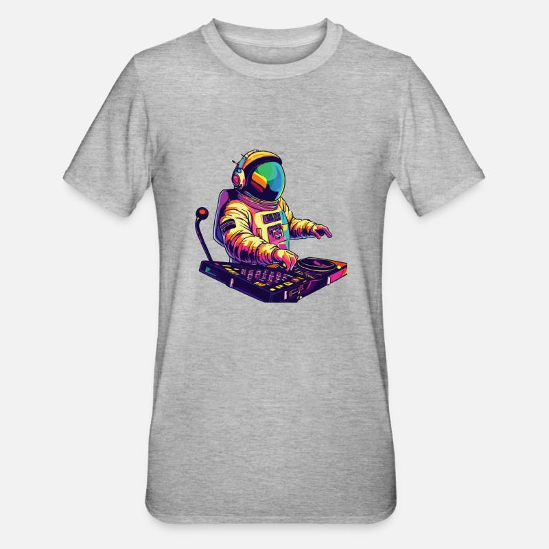Astronaut DJ Geschenkidee - Unisex Polycotton T-Shirt - Grau meliert