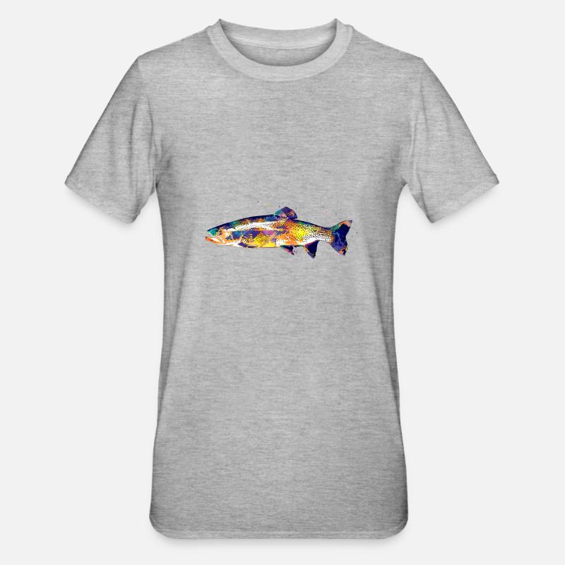 Fisch bunt - Unisex Polycotton T-Shirt - Grau meliert