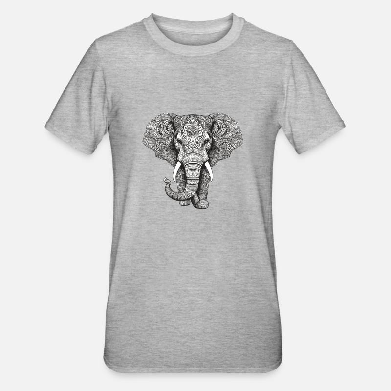 Mandala Elephant - Unisex Polycotton T-Shirt - heather grey
