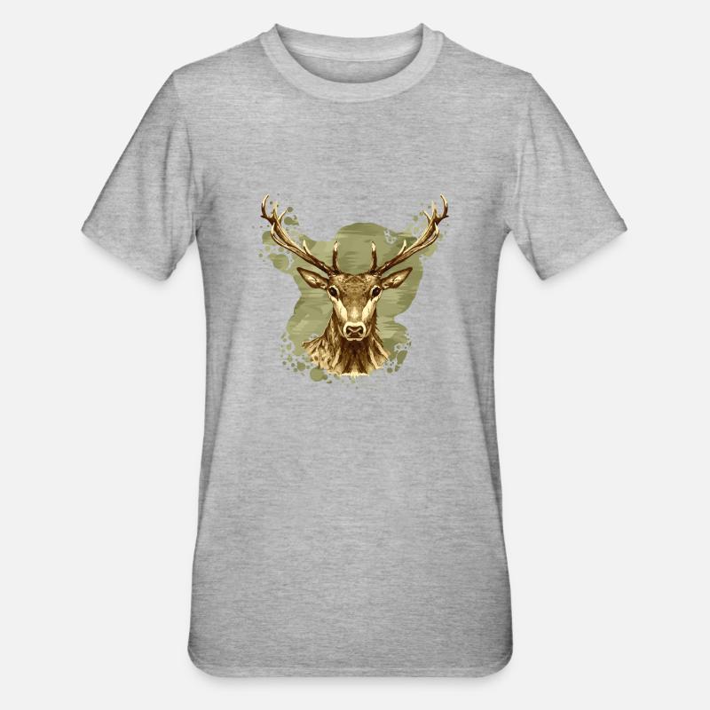Hirsch - Unisex Polycotton T-Shirt - Grau meliert