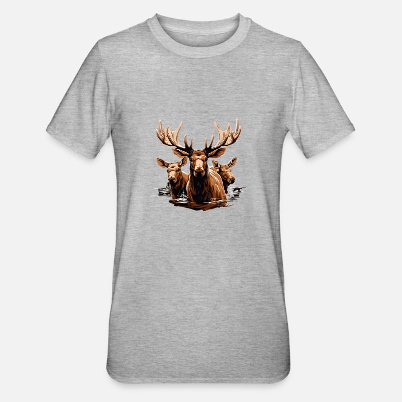 Amical orignal canadien dans l’eau - T-shirt polycoton Unisexe - gris chiné